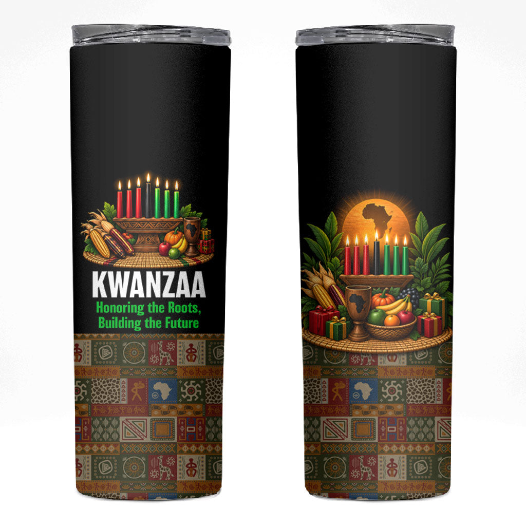 Kwanzaa Honoring The Roots Skinny Tumbler Pan African Kinara Unity Traditional Tribal Art