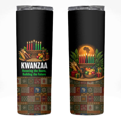 Kwanzaa Honoring The Roots Skinny Tumbler Pan African Kinara Unity Traditional Tribal Art