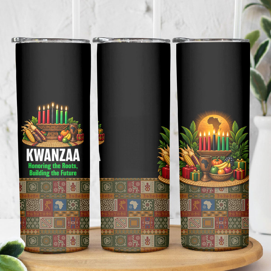 Kwanzaa Honoring The Roots Skinny Tumbler Pan African Kinara Unity Traditional Tribal Art
