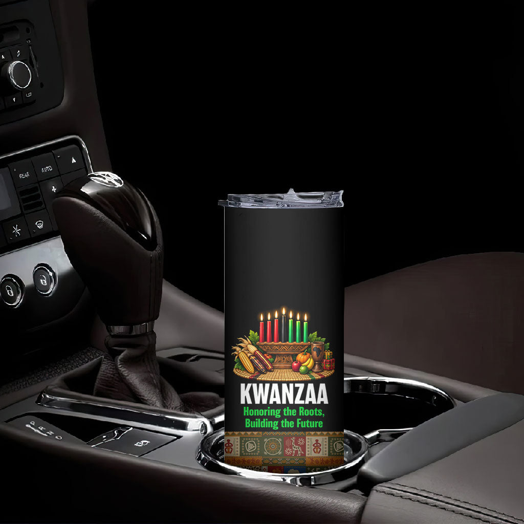 Kwanzaa Honoring The Roots Skinny Tumbler Pan African Kinara Unity Traditional Tribal Art
