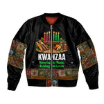Kwanzaa Honoring The Roots Sleeve Zip Bomber Jacket Pan African Kinara Unity Traditional Tribal Art