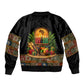 Kwanzaa Honoring The Roots Sleeve Zip Bomber Jacket Pan African Kinara Unity Traditional Tribal Art