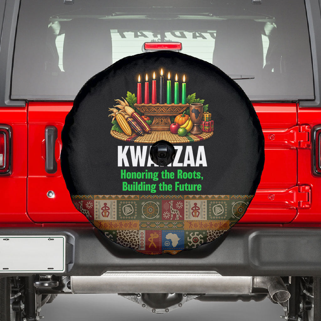 Kwanzaa Honoring The Roots Spare Tire Cover Pan African Kinara Unity Traditional Tribal Art