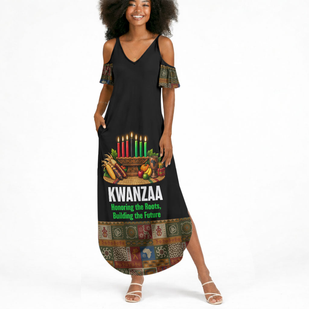 Kwanzaa Honoring The Roots Summer Maxi Dress Pan African Kinara Unity Traditional Tribal Art