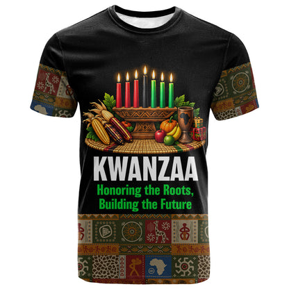 Kwanzaa Honoring The Roots T shirt Pan African Kinara Unity Traditional Tribal Art