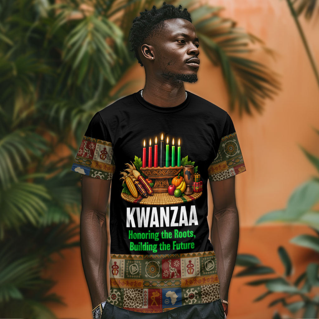 Kwanzaa Honoring The Roots T shirt Pan African Kinara Unity Traditional Tribal Art