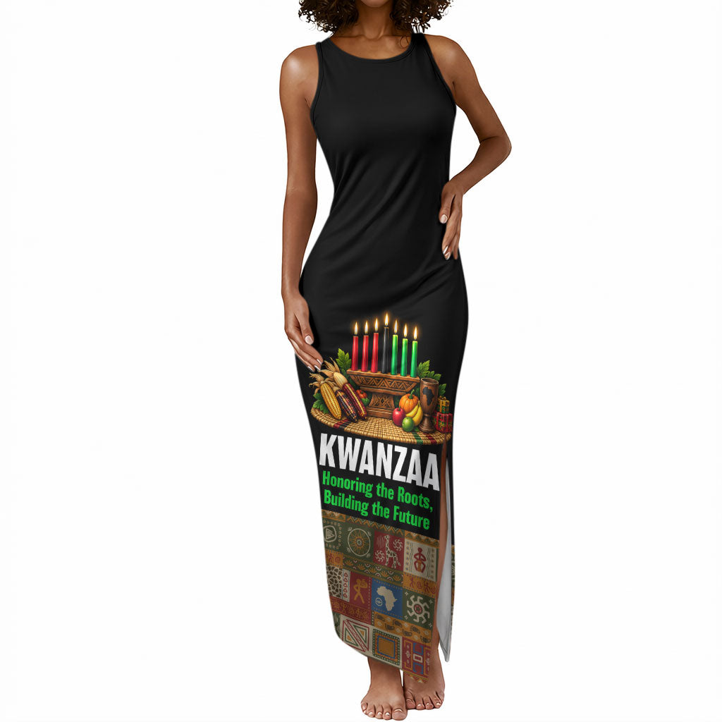 Kwanzaa Honoring The Roots Tank Maxi Dress Pan African Kinara Unity Traditional Tribal Art