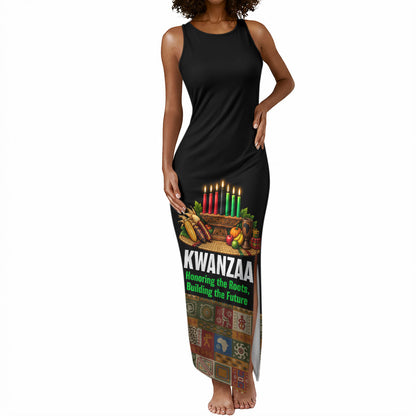 Kwanzaa Honoring The Roots Tank Maxi Dress Pan African Kinara Unity Traditional Tribal Art