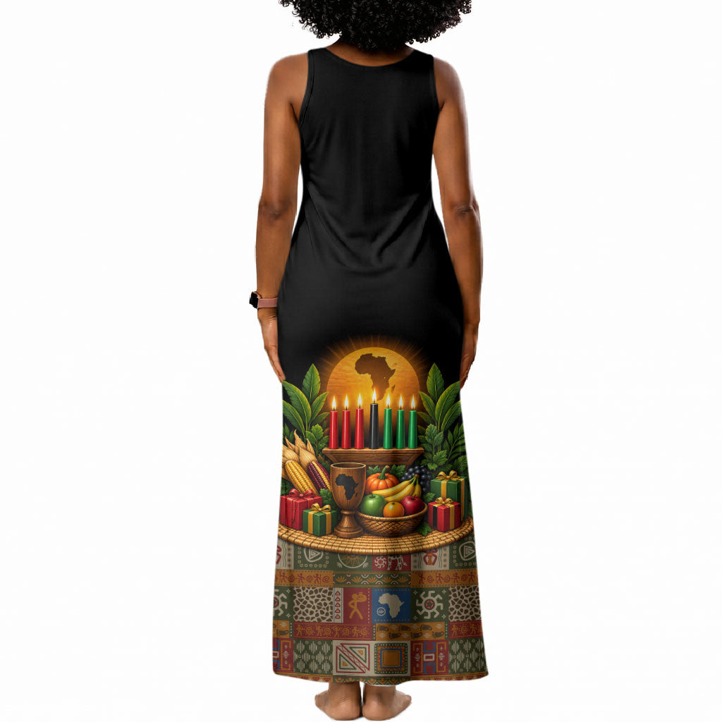 Kwanzaa Honoring The Roots Tank Maxi Dress Pan African Kinara Unity Traditional Tribal Art