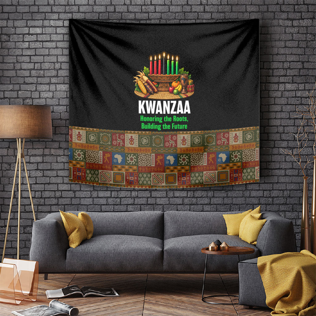 Kwanzaa Honoring The Roots Tapestry Pan African Kinara Unity Traditional Tribal Art