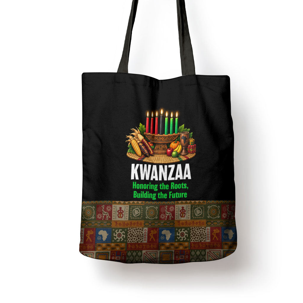 Kwanzaa Honoring The Roots Tote Bag Pan African Kinara Unity Traditional Tribal Art