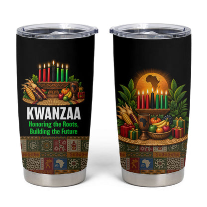 Kwanzaa Honoring The Roots Tumbler Cup Pan African Kinara Unity Traditional Tribal Art