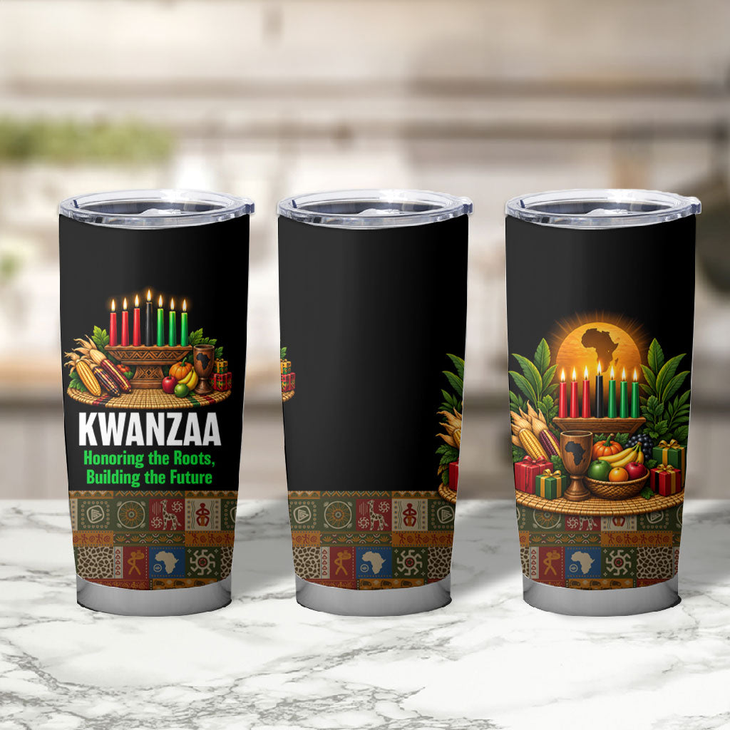 Kwanzaa Honoring The Roots Tumbler Cup Pan African Kinara Unity Traditional Tribal Art