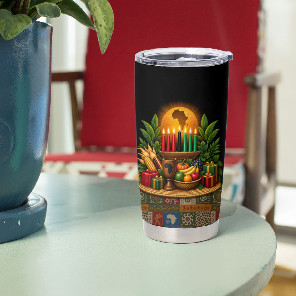 Kwanzaa Honoring The Roots Tumbler Cup Pan African Kinara Unity Traditional Tribal Art