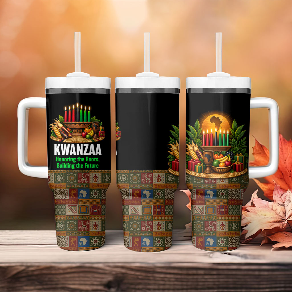Kwanzaa Honoring The Roots Tumbler With Handle Pan African Kinara Unity Traditional Tribal Art