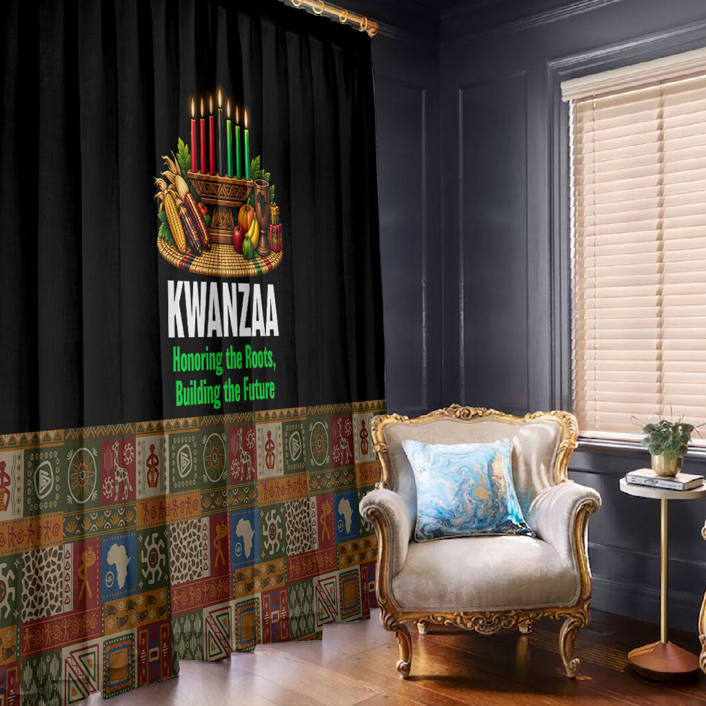 Kwanzaa Honoring The Roots Window Curtain Pan African Kinara Unity Traditional Tribal Art