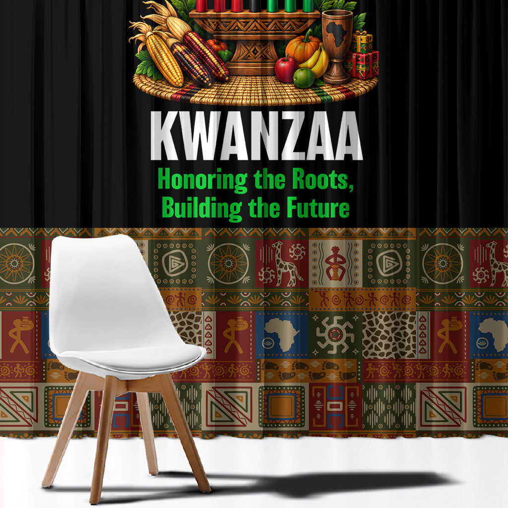 Kwanzaa Honoring The Roots Window Curtain Pan African Kinara Unity Traditional Tribal Art