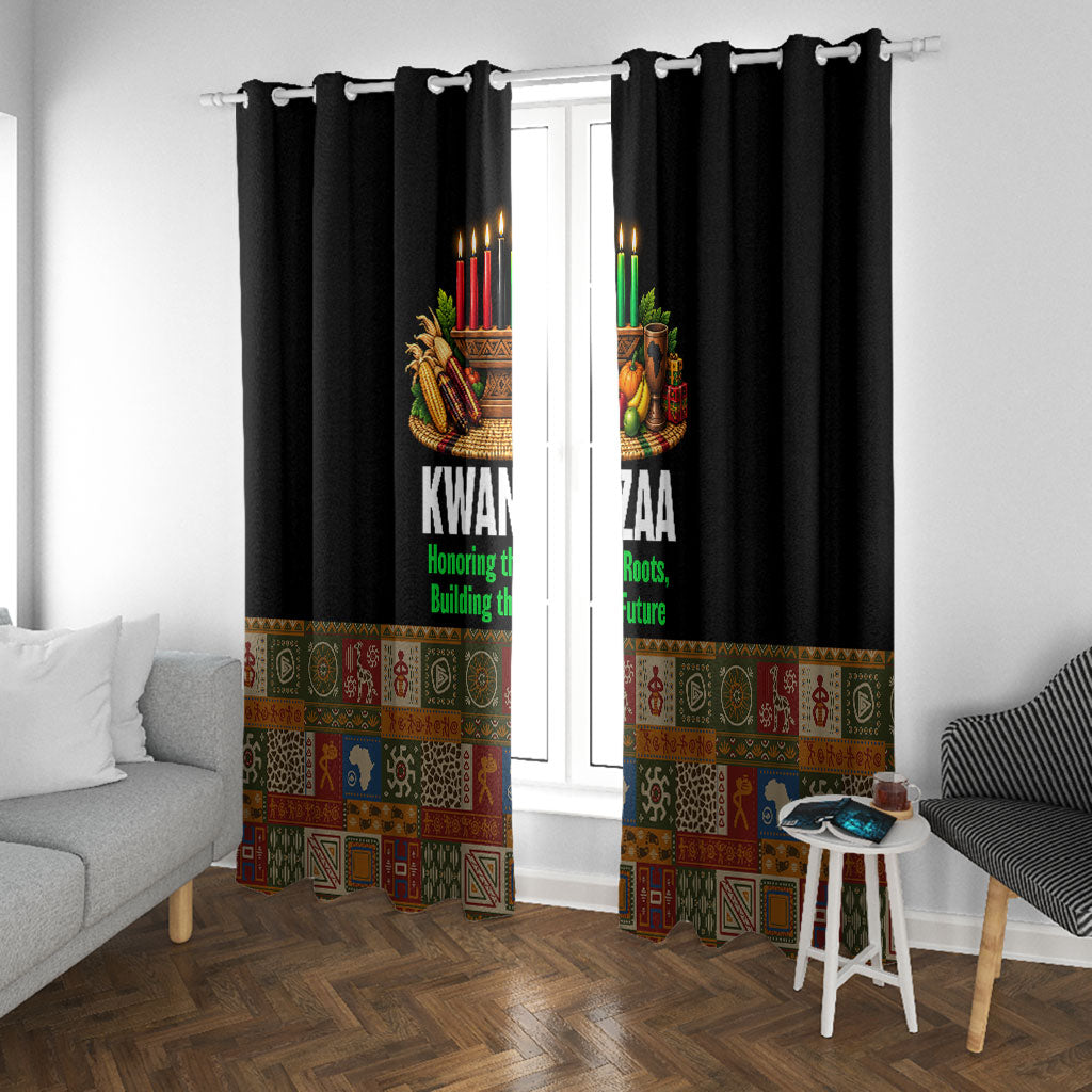 Kwanzaa Honoring The Roots Window Curtain Pan African Kinara Unity Traditional Tribal Art