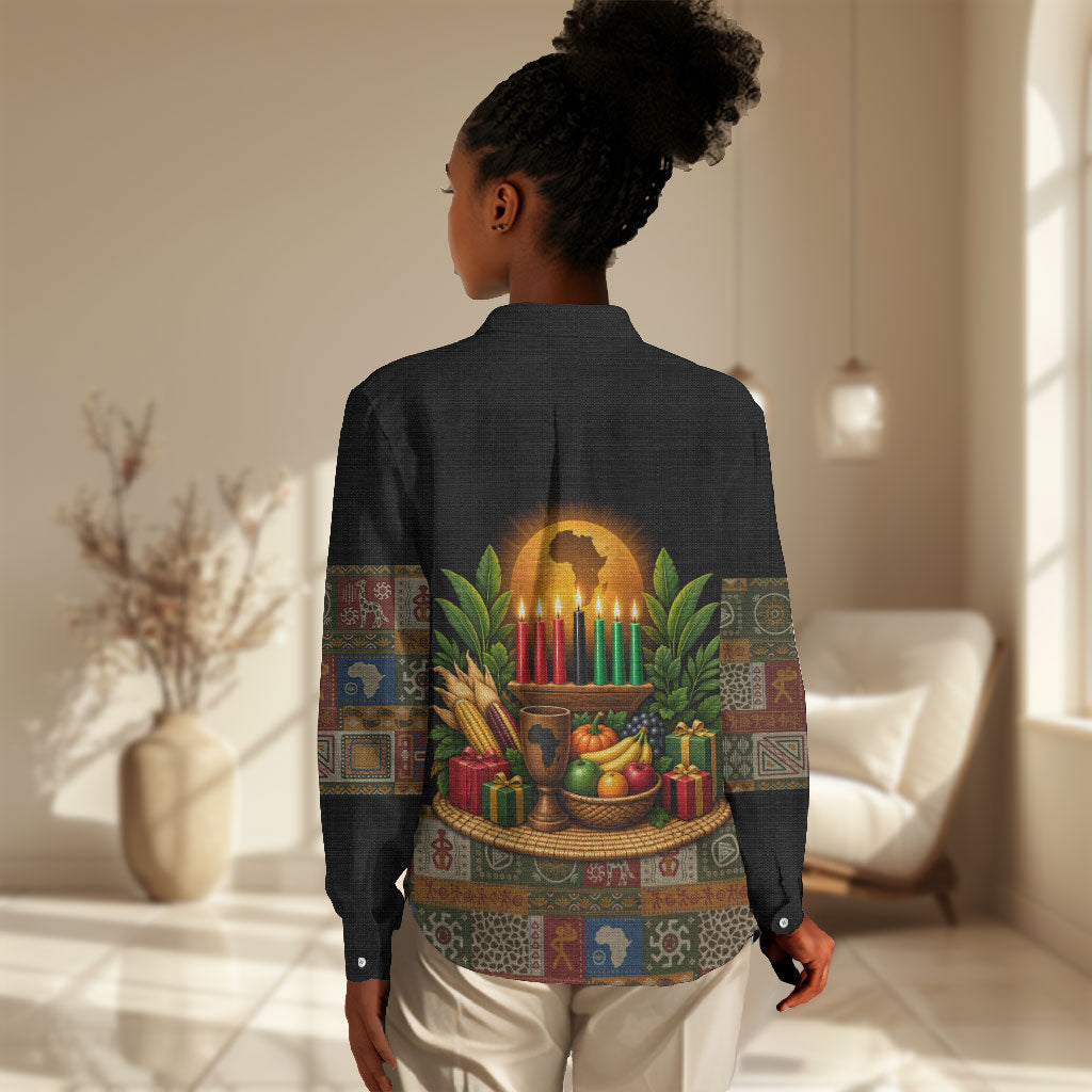 Kwanzaa Honoring The Roots Women Casual Shirt Pan African Kinara Unity Traditional Tribal Art