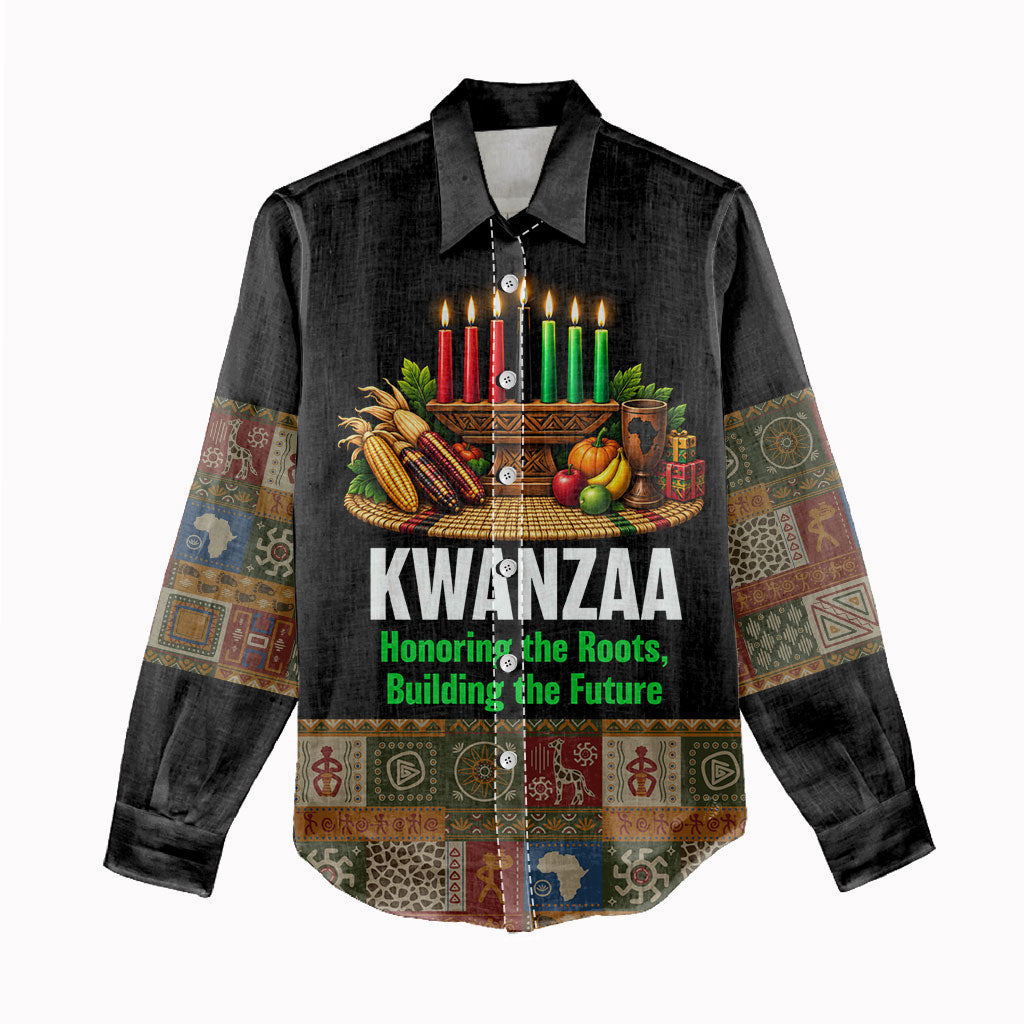 Kwanzaa Honoring The Roots Women Casual Shirt Pan African Kinara Unity Traditional Tribal Art