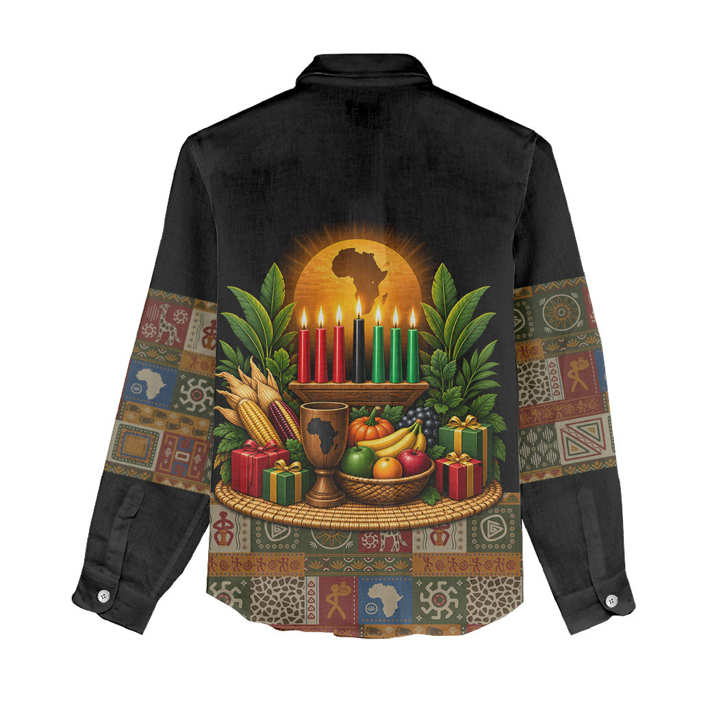 Kwanzaa Honoring The Roots Women Casual Shirt Pan African Kinara Unity Traditional Tribal Art
