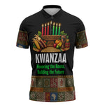 Kwanzaa Honoring The Roots Zipper Polo Shirt Pan African Kinara Unity Traditional Tribal Art