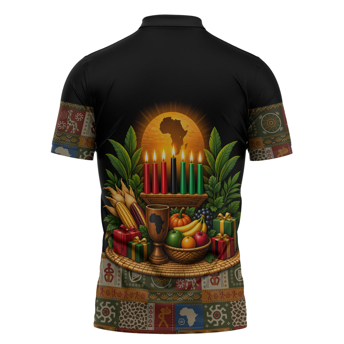 Kwanzaa Honoring The Roots Zipper Polo Shirt Pan African Kinara Unity Traditional Tribal Art