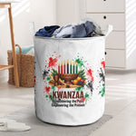 Kwanzaa Pan African Laundry Basket - Mishumaa Saba - Black History - Watercolor Art