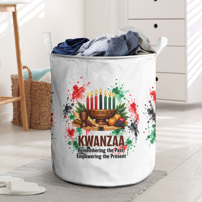 Kwanzaa Pan African Laundry Basket - Mishumaa Saba - Black History - Watercolor Art