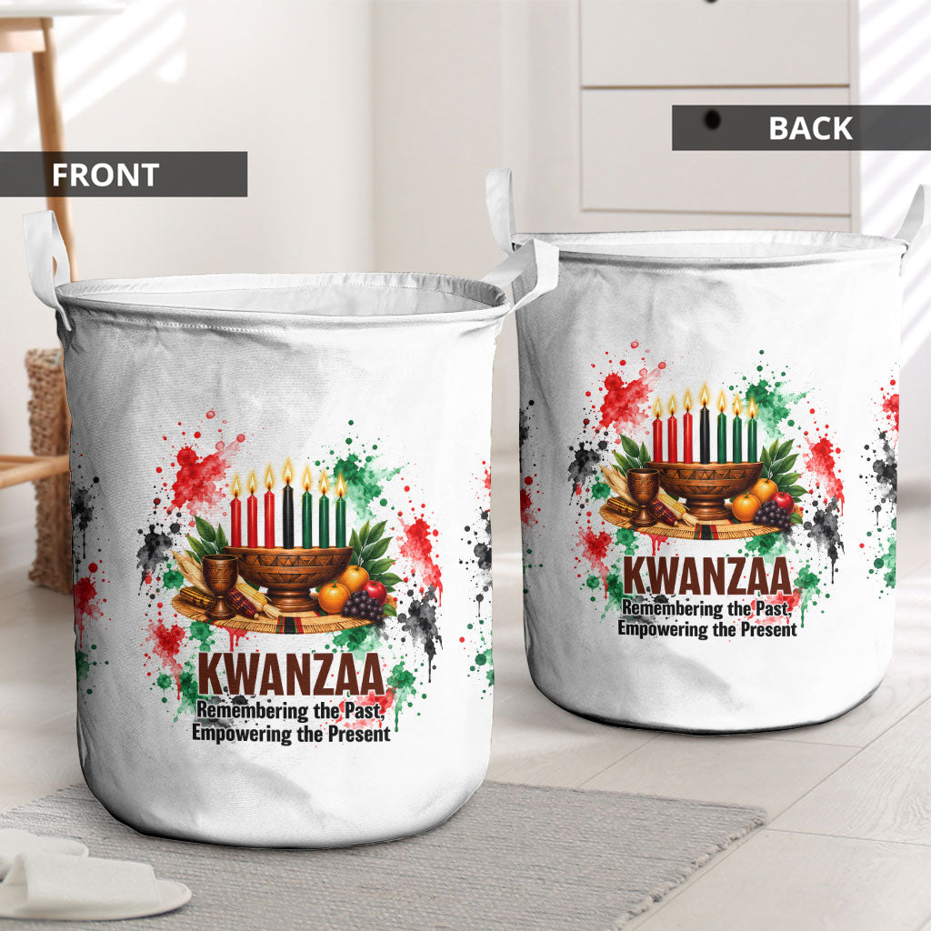 Kwanzaa Pan African Laundry Basket - Mishumaa Saba - Black History - Watercolor Art