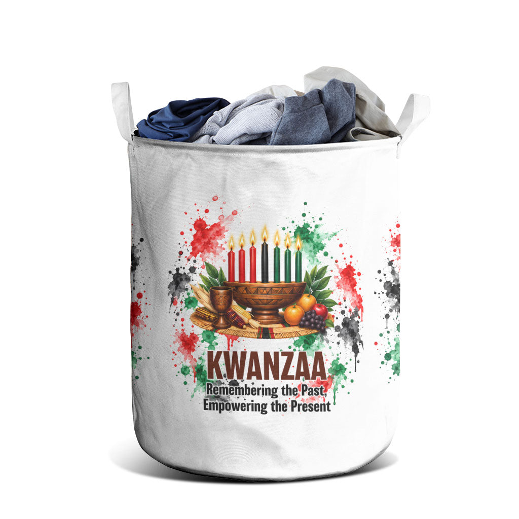 Kwanzaa Pan African Laundry Basket - Mishumaa Saba - Black History - Watercolor Art