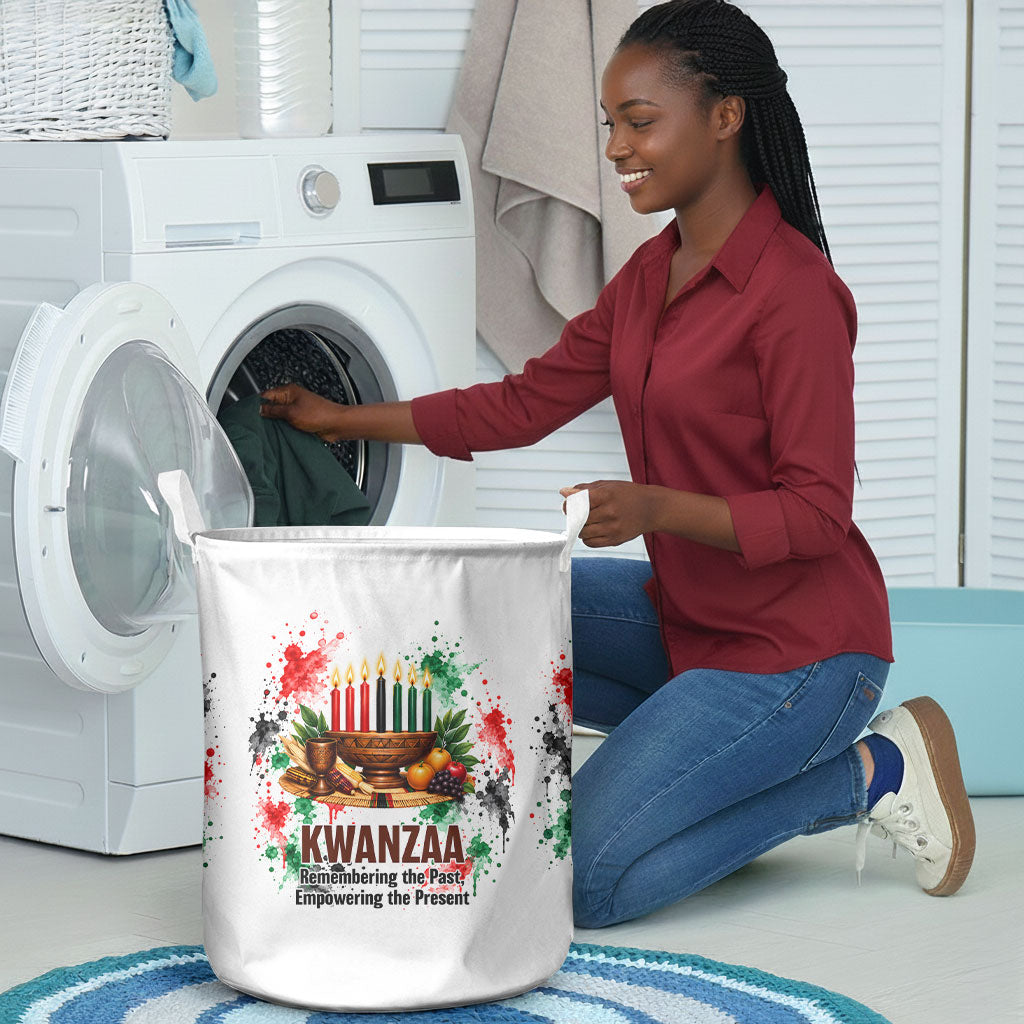 Kwanzaa Pan African Laundry Basket - Mishumaa Saba - Black History - Watercolor Art