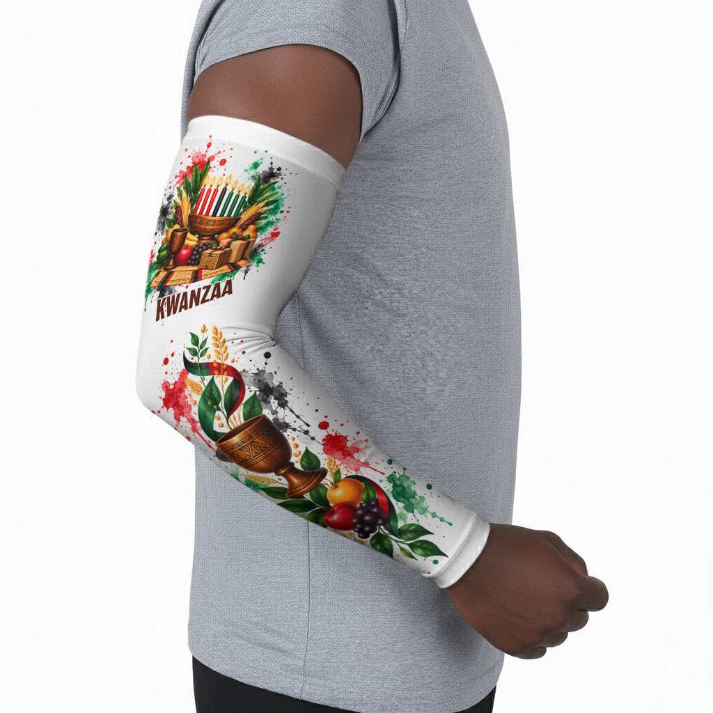 Kwanzaa Pan African Arm Sleeves - Mishumaa Saba - Black History - Watercolor Art