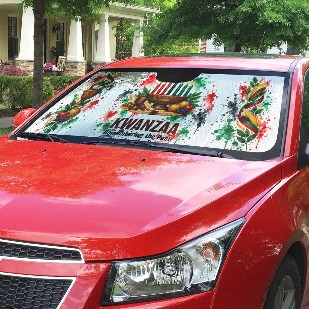 Kwanzaa Pan African Auto Sun Shade - Mishumaa Saba - Black History - Watercolor Art