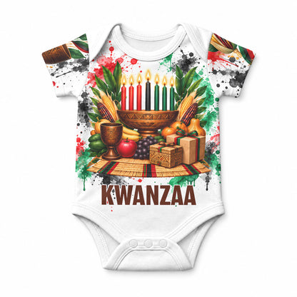 Kwanzaa Pan African Baby Onesie - Mishumaa Saba - Black History - Watercolor Art