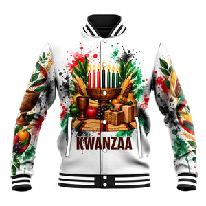 Kwanzaa Pan African Baseball Jacket - Mishumaa Saba - Black History - Watercolor Art