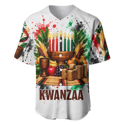 Kwanzaa Pan African Baseball Jersey - Mishumaa Saba - Black History - Watercolor Art