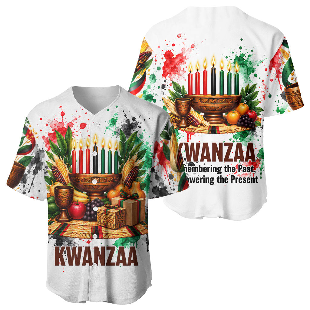 Kwanzaa Pan African Baseball Jersey - Mishumaa Saba - Black History - Watercolor Art