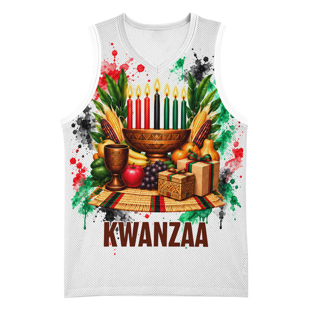 Kwanzaa Pan African Basketball Jersey - Mishumaa Saba - Black History - Watercolor Art