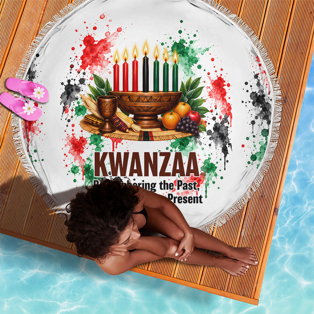 Kwanzaa Pan African Beach Blanket - Mishumaa Saba - Black History - Watercolor Art