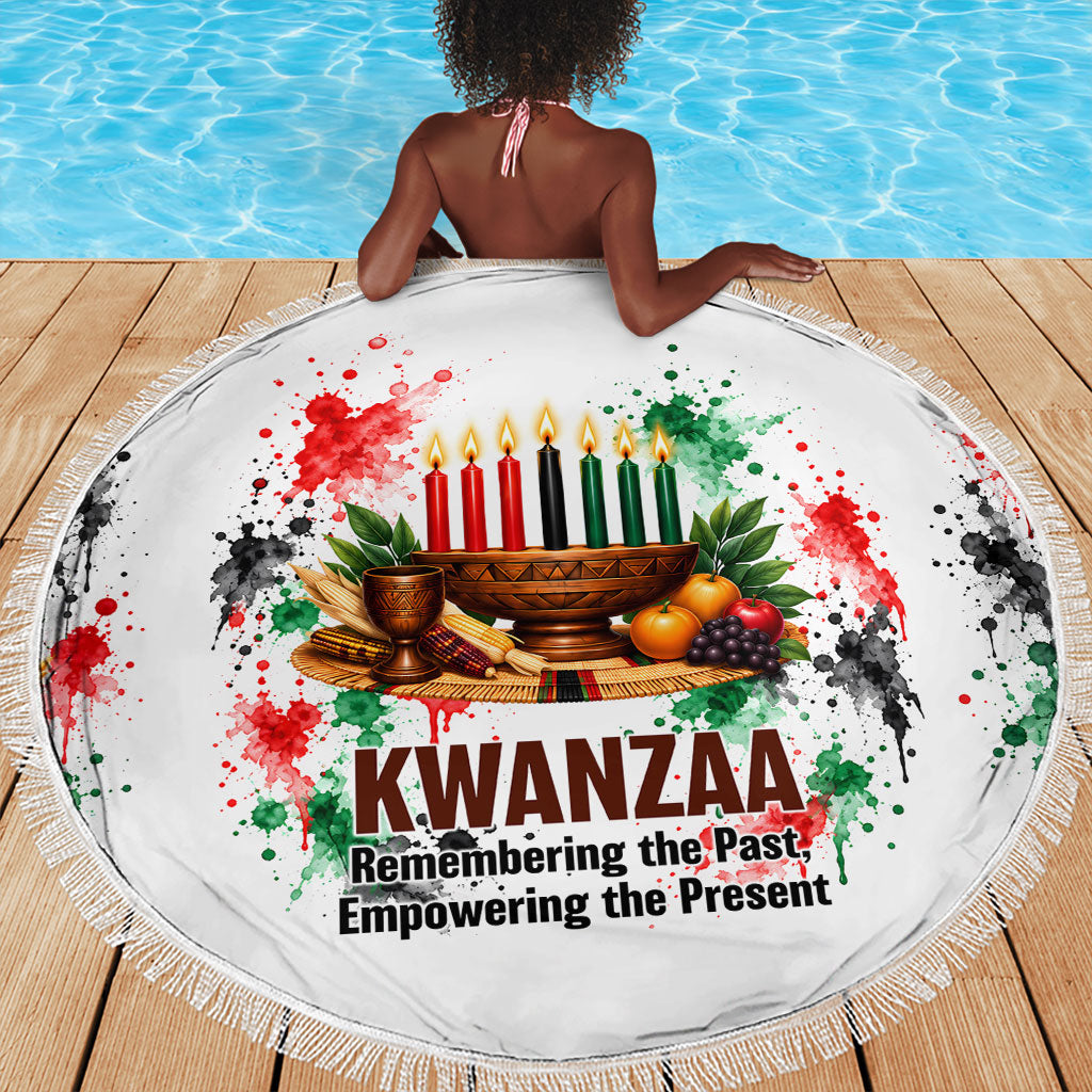Kwanzaa Pan African Beach Blanket - Mishumaa Saba - Black History - Watercolor Art