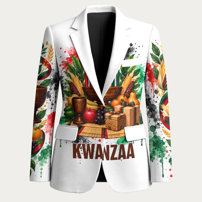 Kwanzaa Pan African Blazer - Mishumaa Saba - Black History - Watercolor Art