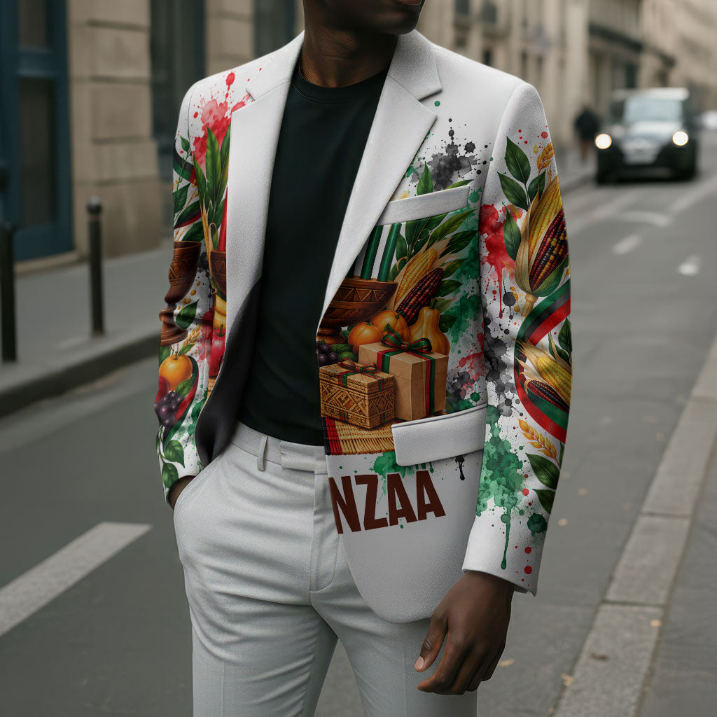Kwanzaa Pan African Blazer - Mishumaa Saba - Black History - Watercolor Art