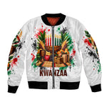 Kwanzaa Pan African Bomber Jacket - Mishumaa Saba - Black History - Watercolor Art