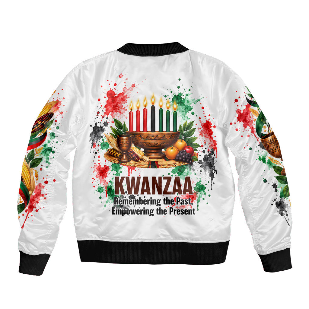 Kwanzaa Pan African Bomber Jacket - Mishumaa Saba - Black History - Watercolor Art