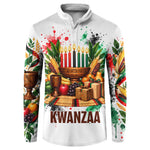 Kwanzaa Pan African Button Sweatshirt - Mishumaa Saba - Black History - Watercolor Art
