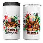 Kwanzaa Pan African 4 in 1 Can Cooler Tumbler - Mishumaa Saba - Black History - Watercolor Art