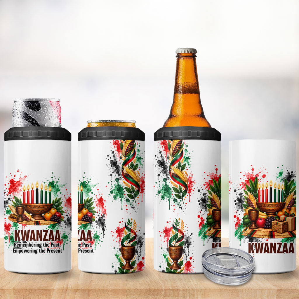 Kwanzaa Pan African 4 in 1 Can Cooler Tumbler - Mishumaa Saba - Black History - Watercolor Art