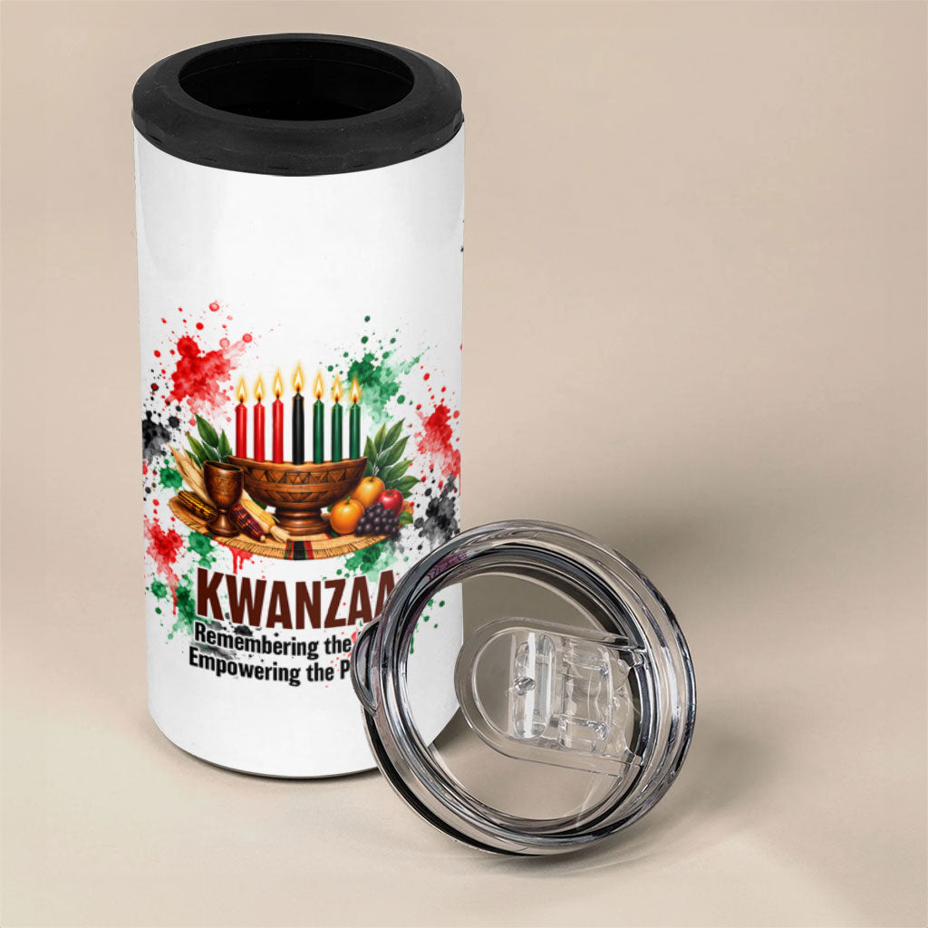 Kwanzaa Pan African 4 in 1 Can Cooler Tumbler - Mishumaa Saba - Black History - Watercolor Art