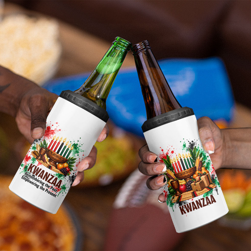 Kwanzaa Pan African 4 in 1 Can Cooler Tumbler - Mishumaa Saba - Black History - Watercolor Art